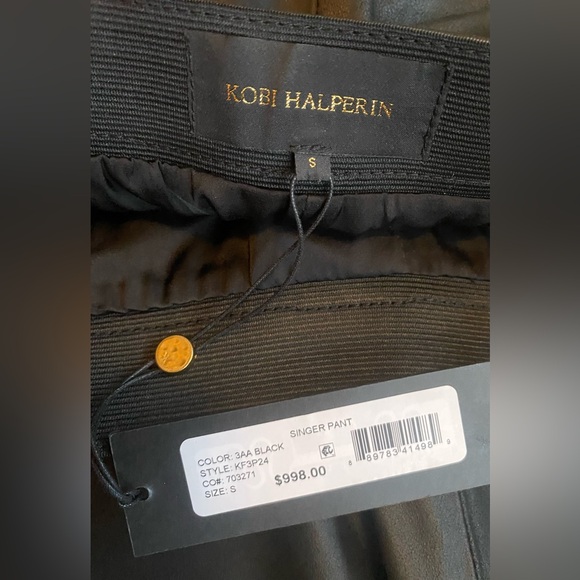 Kobi Halperin Black Leather Straight Leg Crop Pants NWT - Picture 9 of 10